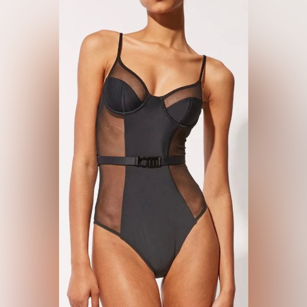 Nwt Solid & Striped Black The Spencer Mesh Underwire One Piece Swimsuit Size Xs